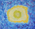 The SUN #2、アクリル、胡粉ジェッソ、キャンバス　38×45.5cm