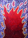 Red flame #3, Acrylic and Modeling Pasute on canvas, 72.7×53cm