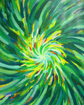 Radiation of four colors<green>, acrylic on canvas, 91×72.7cm