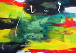 Untitled 140912, Acrylic and Oilpastel on canvas, 15.8×22.7cm,  Individual possession