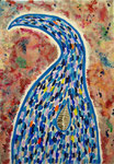 News from Space　acrylic and gel medium on canvas,　22.7×15.8cm　Private Collection