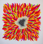 flower #33　Acrylic and Modeling paste on canvas　45.5×45.5cm