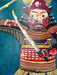 Wearing a red samurai armor, acrylic on canvas, 91×72.7cm