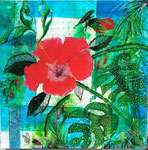 AU GRE DES VENTS -70 x 70-Marouflage de cartes marines sur toile- Acrylique, glacis aux encres et graphisme au pinceau à l'encre de Chine