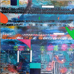 AU BORD DES RIVES - 80 x 80 - Acryliques- Encres pigmentaire- Aérosol- Graphisme aux encres