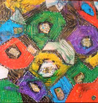 CARAPACE TORTUE  60 X 60-Acrylique-glacis aux encres