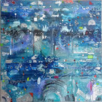 ENTRE CIEL & TERRE - 60 x 60 -Acryliques- Encres pigmentaire- Graphisme Encre de Chine