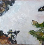 50 x 50 - 3 D -MELODIE BLANCHE -Acrylique-glacis aux encres