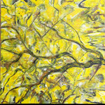 Mimosas - 90 x 90 3 D -Acrylique-glacis aux encres