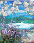 Vitrail - 60 x 50 -Acrylique-glacis aux encres- 