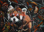 Roter Pandabär, Acryl auf Leinen, 30x40, 2023
