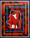 Lady in red - Maße: 40 x 50cm    Bilderrahmen verglast, dunkelblaues Plastik.   50€