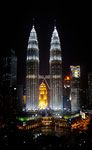 The Petronas towers lit up at night!