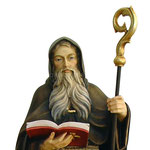 statua San Benedetto in legno - volto