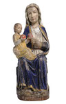 statua Madonna di Mariazell seduta in legno