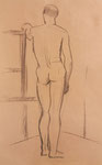 283 Männlicher Akt, stehend von hinten (1949), 27x44 cm, Bleistift