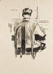 220 Sitzender Mann von hinten (ca. 1949), 27x41 cm, Tusche
