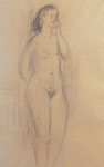 439 Weiblicher Akt, stehend (1949), 24x38 cm, Bleistift