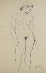 235 Weiblicher Akt, stehend von vorne (1949), 32x47 cm, Tusche