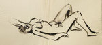 238 Weiblicher Akt, liegend (1948/49), 58x41 cm, Tusche, Schwarz