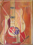 oeuvre originale artistique sur bois guitare