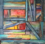 peinture contemporaine sur bois. Art abstrait géométrique