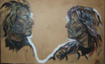 "Bruder und Schwester"   2009  Goauche und Kohle auf Packpapier  80 x 60 cm