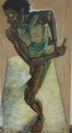 Triptichon Teil 2 Waldo 2007  Goauche und Kohle auf Packpapier 195 x 100 cm