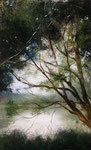 「　狭山湖　」　油彩、アルキド樹脂・パネル  27.3×16cm  ¥38,880  2016