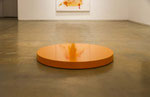 Table-Orange, iron, wood, urethane paint, bearing, 83cm×83cm×7cm, 2017