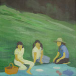 草上の昼食　oil on canvas  273×273mm   個人蔵