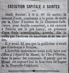 14 novembre 1886 Exécution capitale à Saintes (1)