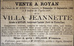 11 sept 1892 Royan Vente de la villa Jeannette