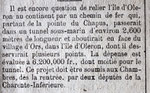 29 octobre 1882 Projet de tunnel Oléron-continent