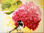 2014 "Mus voor hortensia", acrylverf op doek acrylverf 30 x 30 cm. 