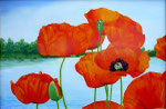 2012 "Klaprozen V", acrylverf op paneel 80 x 120 