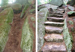 Steps pinched between large slabs- before and after