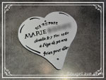 Plaque funéraire en coeur (lave fine, à suspendre sur une ancienne croix)
