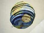 "Stufenplanet", 1995 Holz, Bindedraht, Farbe ca. 21 x 23 x 23 cm (Sold)