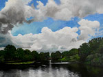 See im Schloßgarten/ 40x30 cm/ Öl auf Holz