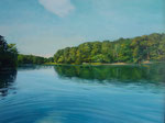 Grunewaldsee am Morgen/ Okt.2022/ 80x60 cm/ Öl auf Holz