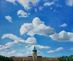 Sommerliche Wolken über dem Schloß/ Sept.2022/ 60x50 cm/ Öl auf Holz (verkauft)