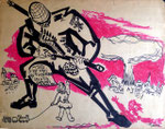 Société - Technique mixte (dessin au feutre et pastel à l'huile)  - 1968 - 64,5 x 50 cm 
