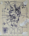 Autoportrait - Encre sur papier - 1998 - 12,5 x 13,5 cm 