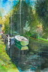 153 Lendkanal Segelboot Rebell 56x38 Aquarellmischtechnik