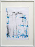 "Mazagran Truillot Bleu n°2" , 2019. Felt tip marker on tracing paper over printed paper, 29,7 x 21 cm, (41 x 31 cm, framed) 50€