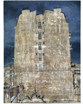 "41 rue de l'Hérmitage, étude", 2022. Acrylique sur collage de papier marouflée sur toile, 101 x 76 cm. 2300€