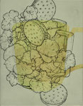「ビスケット」アクリル、色鉛筆、墨、パネルに紙　18.0×14.0㎝