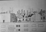 "Blick vom Balkon Berlin Roscherstrasse" 1980 Bleistift