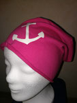 Beanie, einfach - pink mit weißem Anker - 5 Euro jetzt 4 Euro